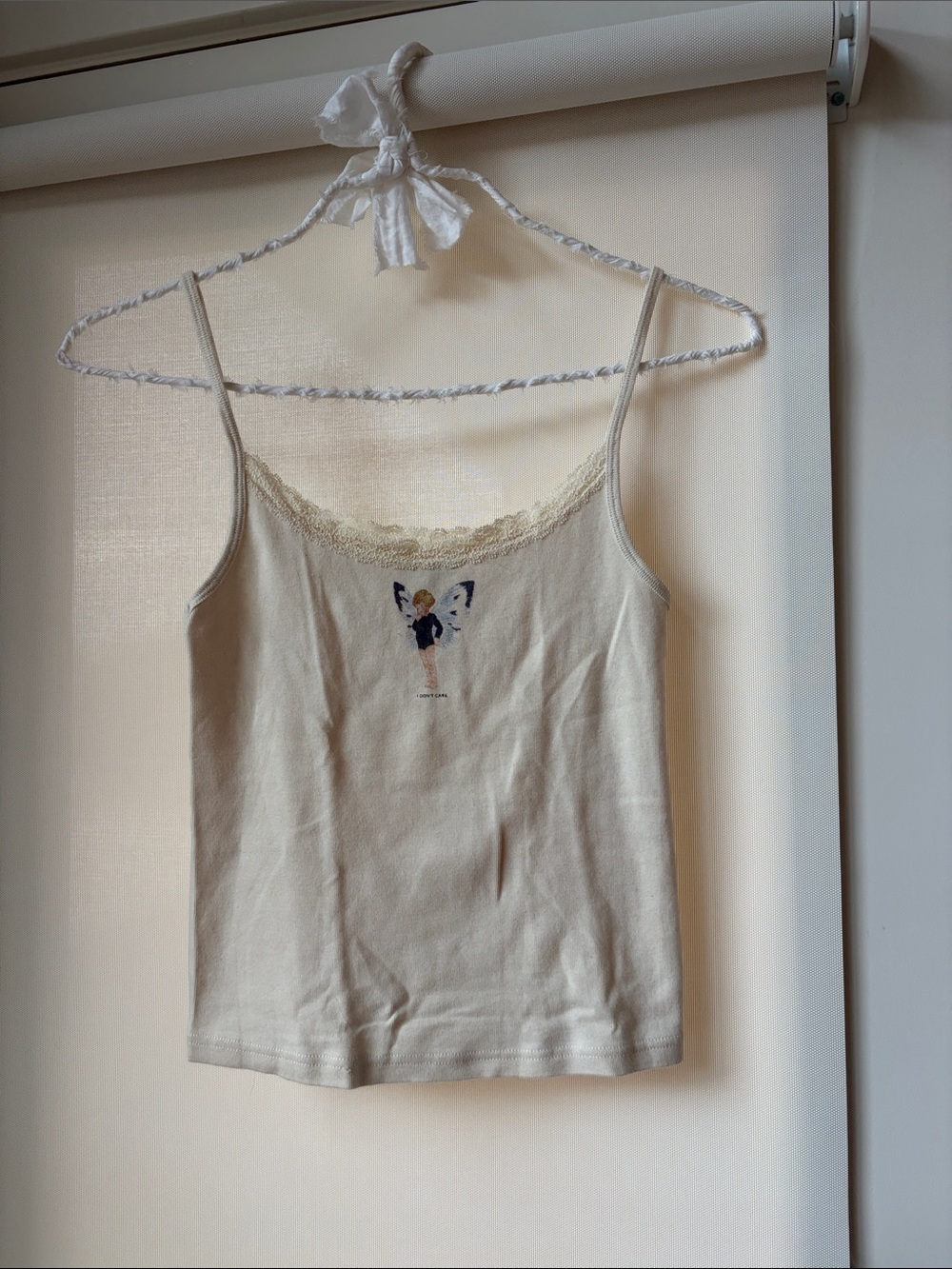 Brandy Melville Cream Lace-Trim Tank
